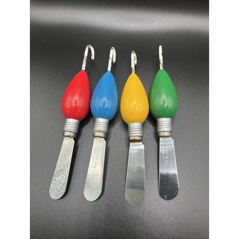 Wooden & Stainless Steel Hanging Christmas Bulb Spreaders Vintage‎ Set of 4
